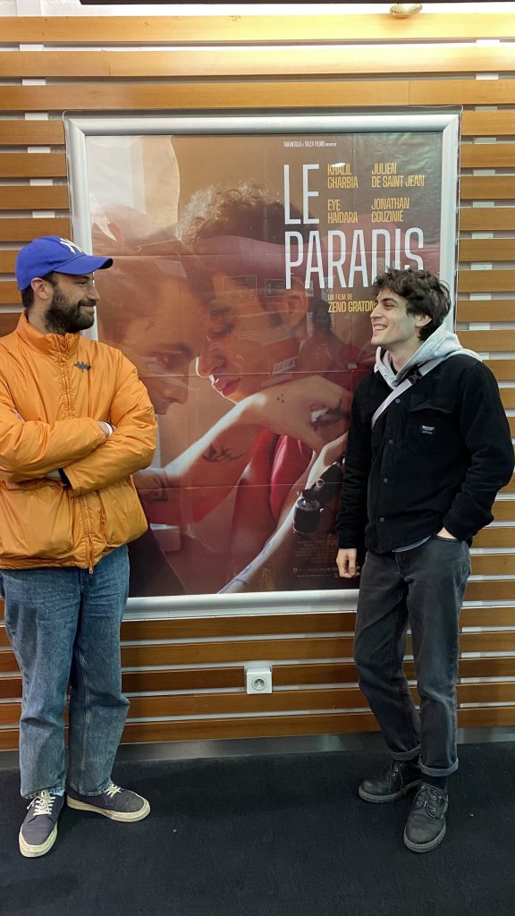 Le metteur en scène Zeno Graton et l'acteur Julien De Saint-Jean lors de la présentation du film "Le Paradis" en avant-première au cinéma Le Mazarin d'Aix-en-Provence (Photo Frank Roulet)