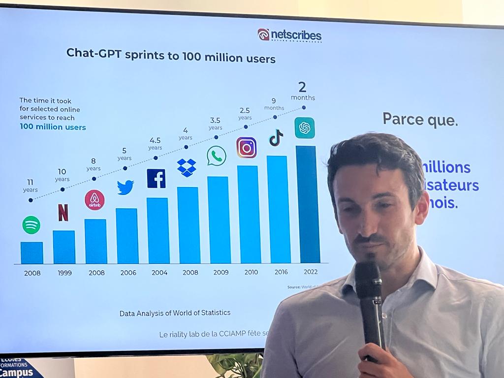 Pierre Jacob, principal chez Magellan Partners annonce quelques 100 millions d'utilisateurs pour ChatGPT (Photo Joël Barcy)