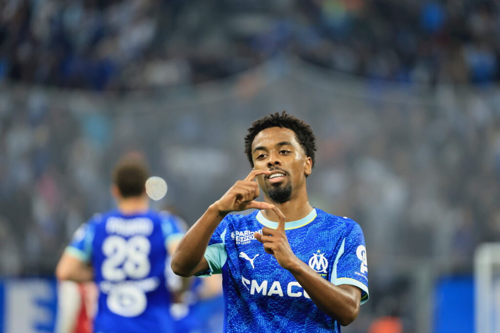 Angel Gomes a ouvert le score sur un coup-franc qui a provoqué une faute technique du gardien de but brestois ( Photo Laurent Saccomano/Wallis.fr)