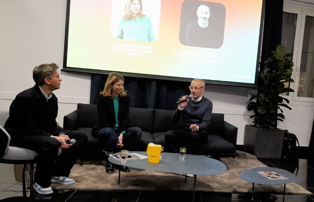 De gauche à droite Loïc Dumoulin-Richet, directeur de Têtu Connect - Justine de Stoutz, engagement interne Pernod RicardStéphane Bernard, directeur de l’agence Havas City Marseille et président de la Pride Marseille © Patricia Caire