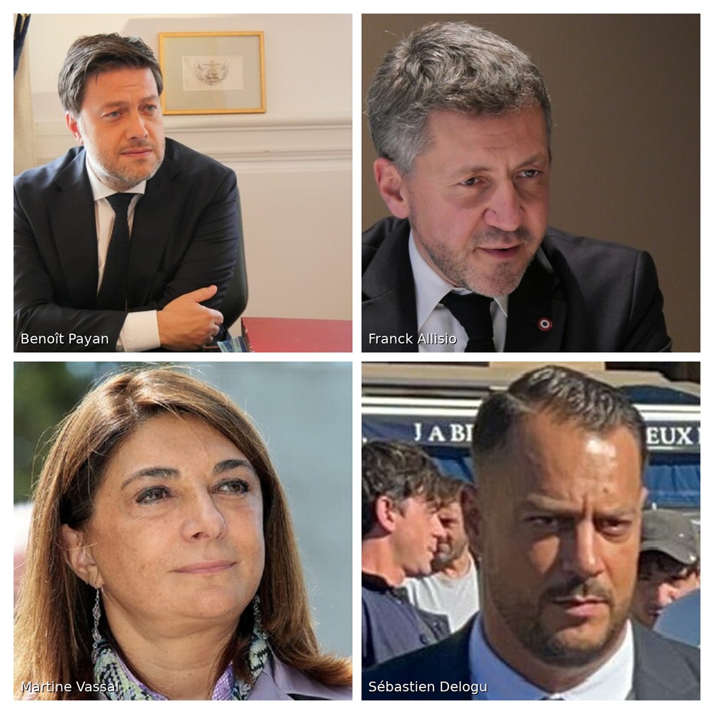 enoît Payan (DVG) Franck Allisio (RN) Martine Vassal (droite et centre) et Sébastien Delogu (LFI) (photos Joël Barcy et Destimed/RP/PM)