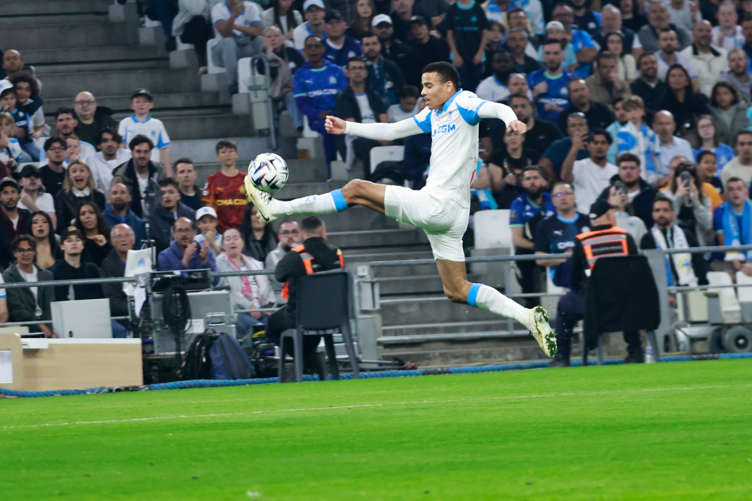 Mason Greenwood a inscrit le but de la victoire au Havre sur penalty ( Photo archives Laurent Saccomano/Wallis.fr)