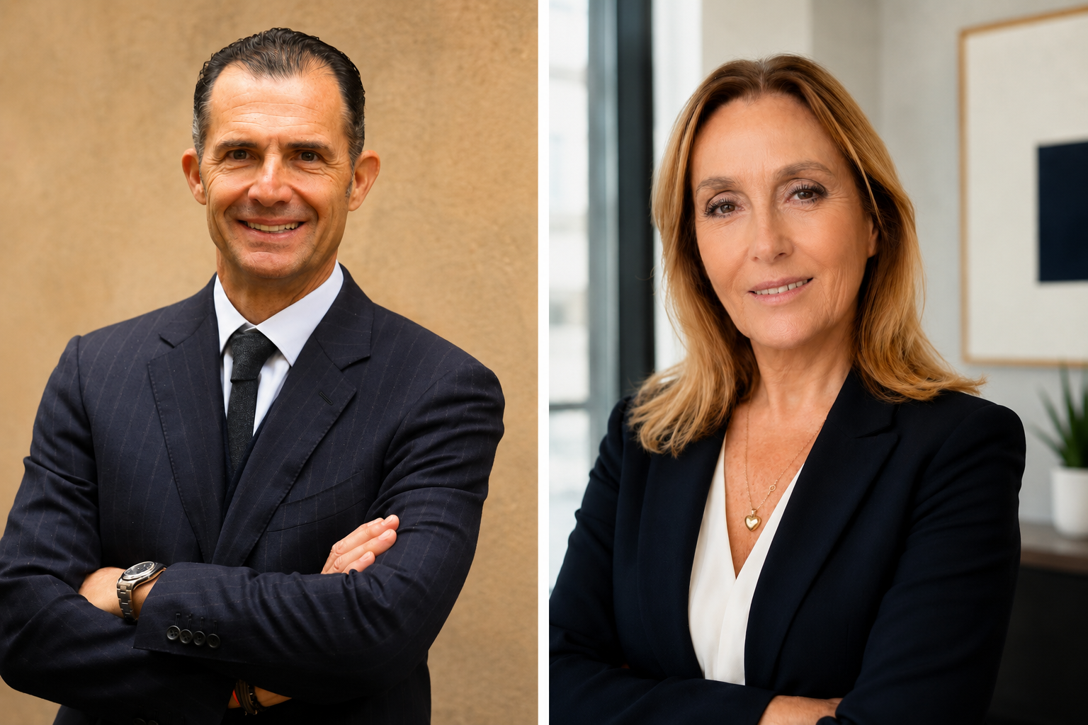 Jean-Christophe Amarantinis, nouveau président de l’UPE 13 (Photo Philippe Chagnon), et Catherine Vales, nommée directrice générale (Photo DR), ouvrent une nouvelle phase de gouvernance pour l’organisation patronale des Bouches-du-Rhône.