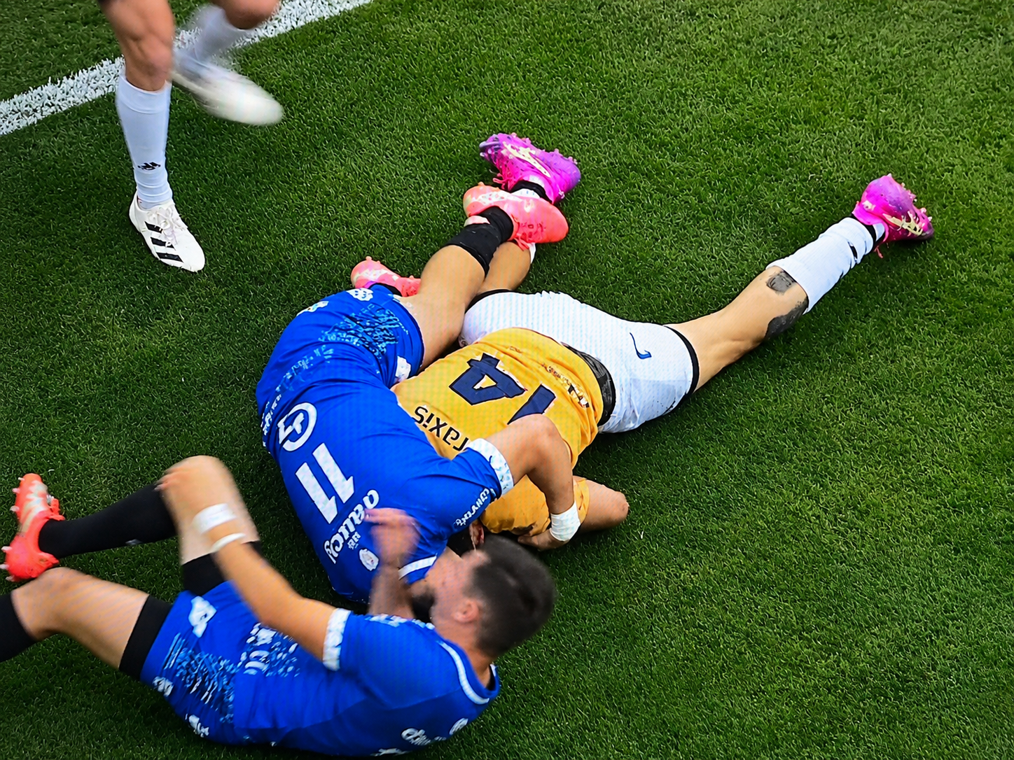 A la 27e minute, Paul Celio-Swiler permet aux Aixois de revenir au score face à Vannes. Capture d’écran Canal +