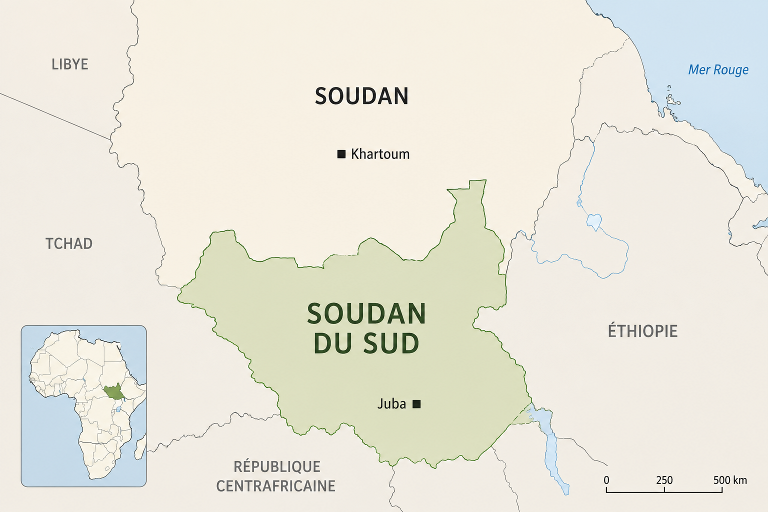 Le Soudan du Sud, indépendant depuis 2011, est le plus jeune État du monde. Illustration générée par IA © Destimed.