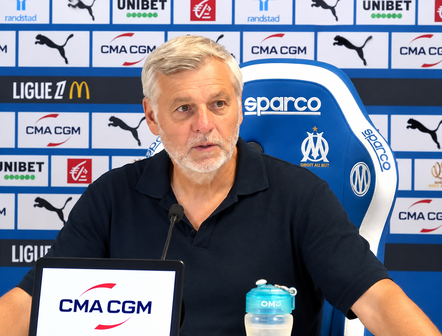 Bruno Genesio après la défaite de l’OM face au PSG au stade Vélodrome. (Photo capture d’écran)