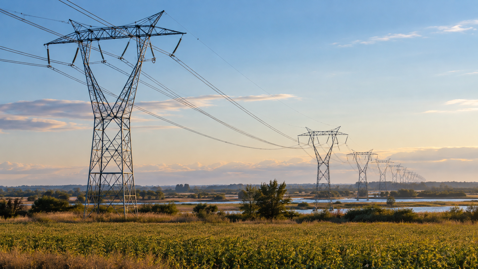 Le projet de ligne à très haute tension Gard-Fos prévoit l’implantation de 145 pylônes sur quelque 65 kilomètres entre le Gard et les Bouches-du-Rhône. (Illustration générée par IA)