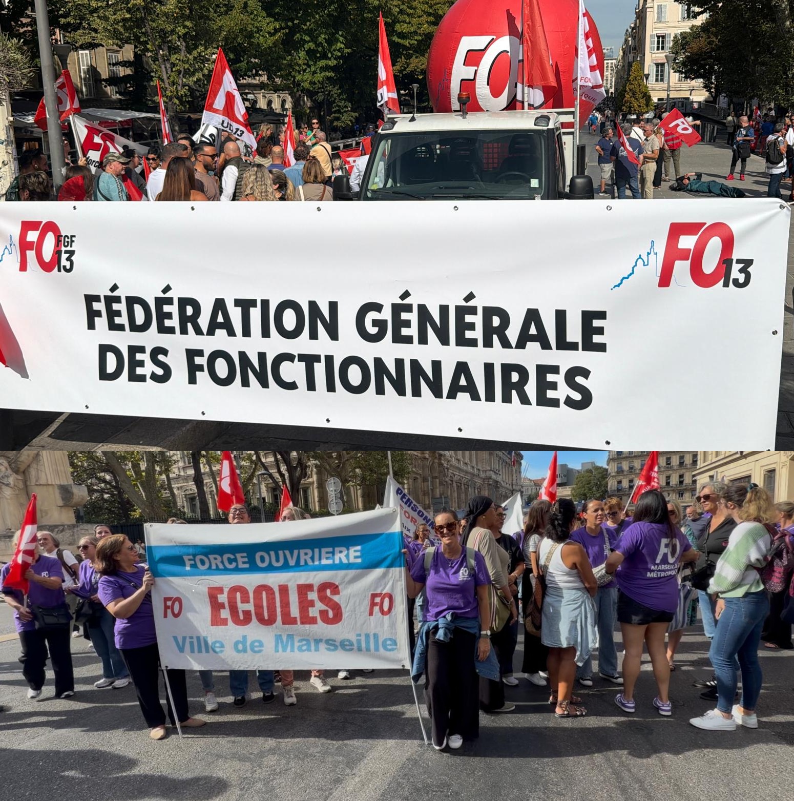 Les mêmes revendications que FO soit rouge ou violet (Photo Joël Barcy)