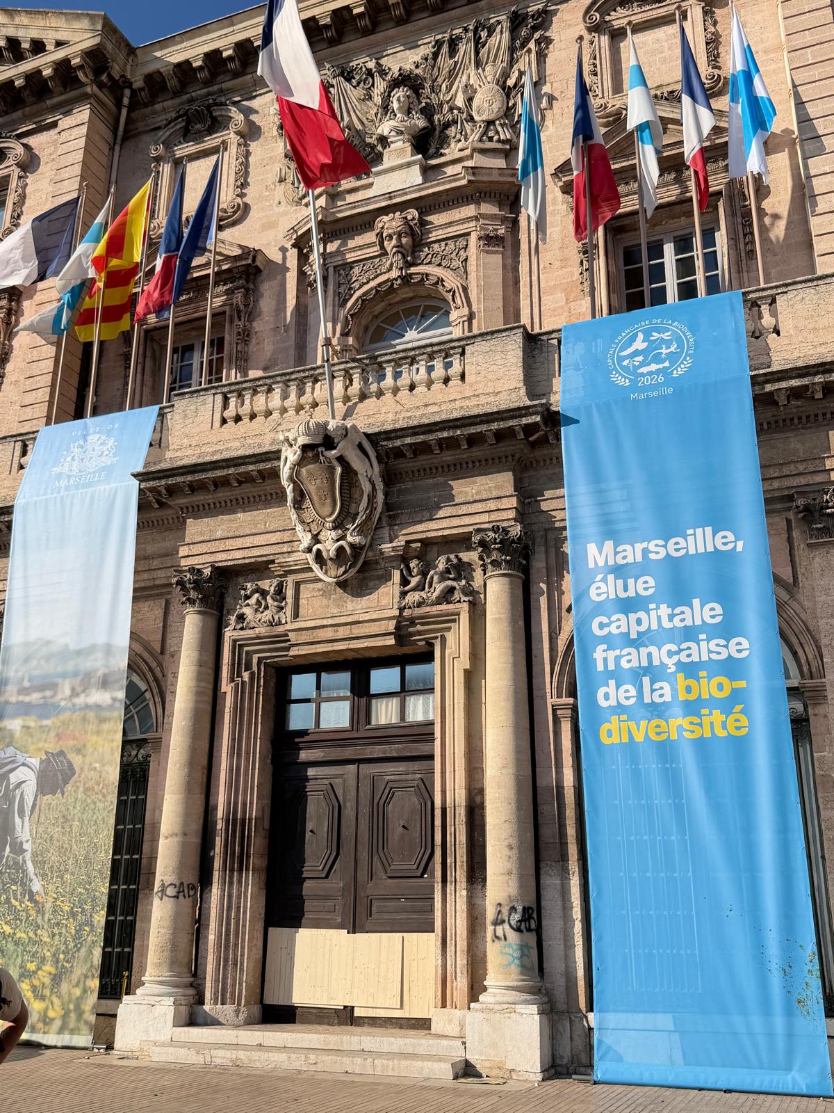 Ssamedi 17 octobre. Des individus ont pénétré dans l’Hôtel de Ville de Marseille (Photo Joël Barcy)