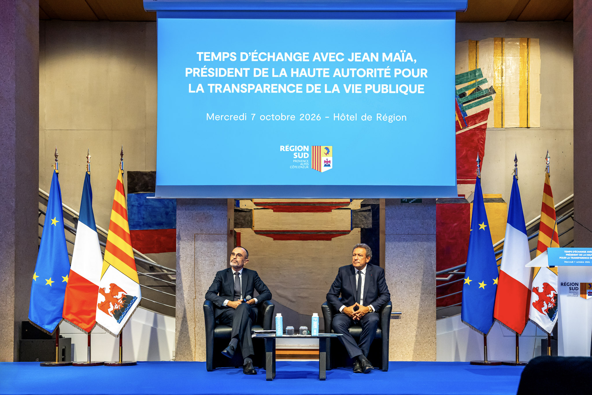 rançois de Canson et Jean Maïa, président de la Haute Autorité pour la transparence de la vie publique, à l’Hôtel de Région à Marseille. (Photo Laura Balais)
