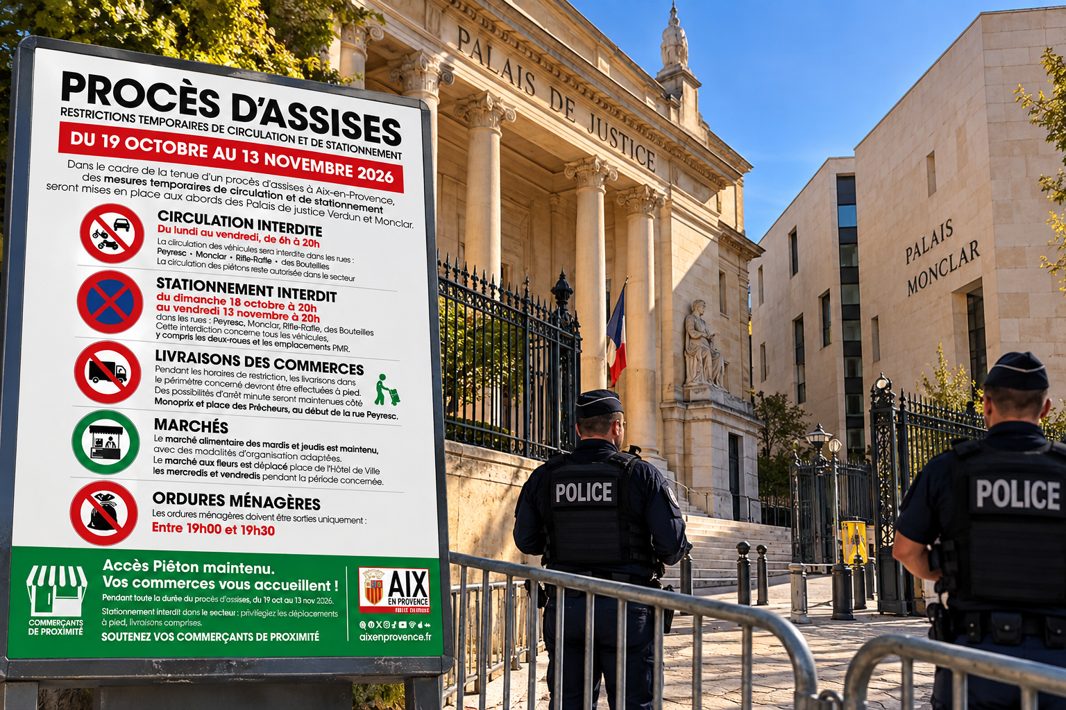 À Aix-en-Provence, le procès de cinq hommes accusés d’implication dans un triple assassinat, dont celui de Brahim Kessaci, se déroulera devant la cour d’assises des Bouches-du-Rhône. (Illustration générée par IA)
